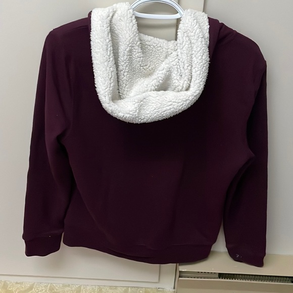 MAROON FLEECEY ZIP UP HOODIE - GAP, SIZE SMALL - Picture 5 of 5